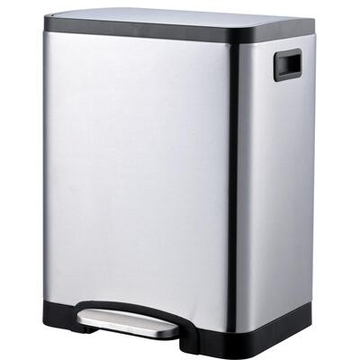 Bucket with Pedal and 2 Separators 30L Brushed Stainless Steel